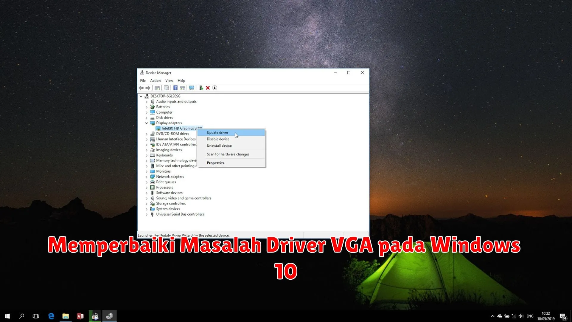 Memperbaiki Masalah Driver VGA pada Windows 10